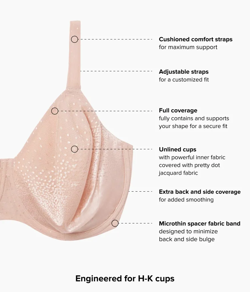 Wacoal Full Figure|Unlined * Back Appeal® H-K Cup Underwire Bra Rose Dust