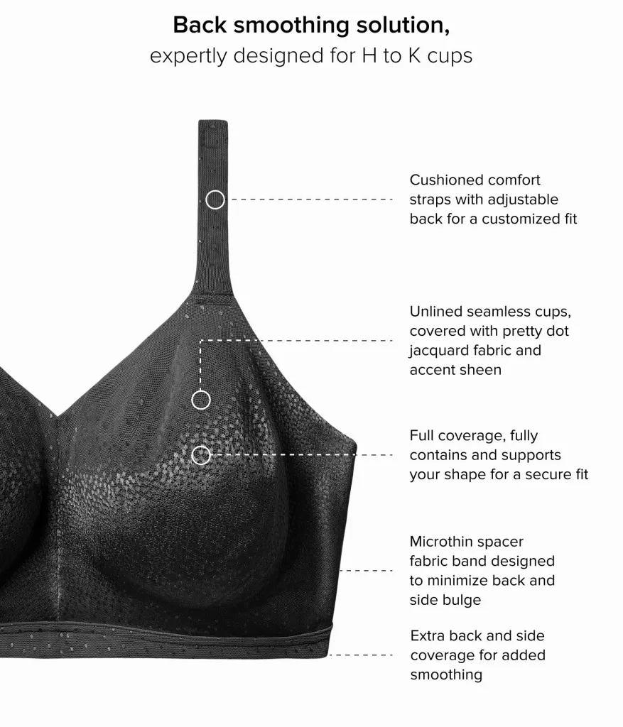 Wacoal Full Figure|Unlined * Back Appeal® H-K Cup Wire Free Bra Black