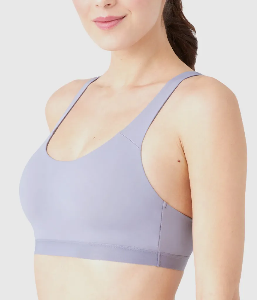 Wacoal Unlined|Wireless * b.active port Crop Lilac Gray