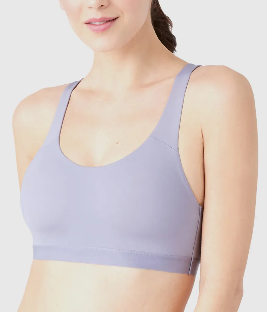 Wacoal Unlined|Wireless * b.active port Crop Lilac Gray