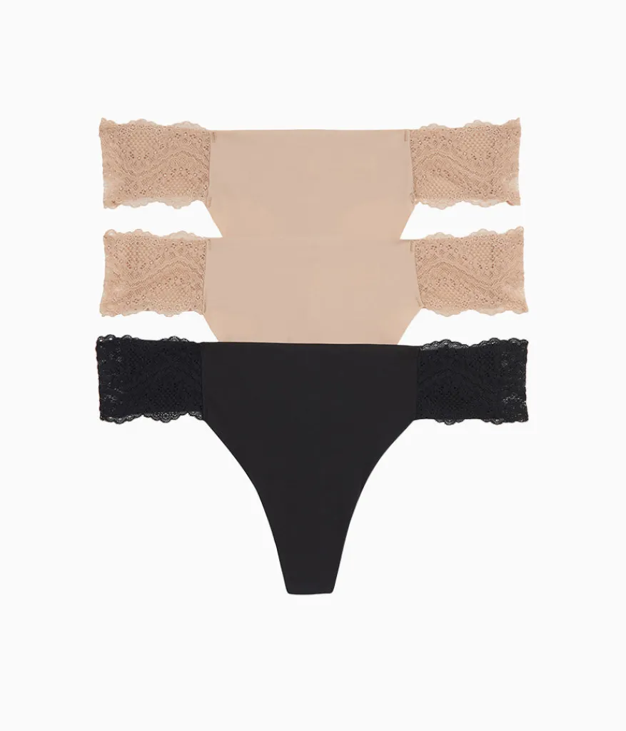 Wacoal Thong * b.bare Thong Panty Pack Au Natural/Au Natural/Night