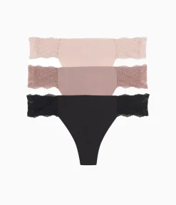Wacoal Thong * b.bare Thong Panty Pack Rose Smoke/Antler/Night