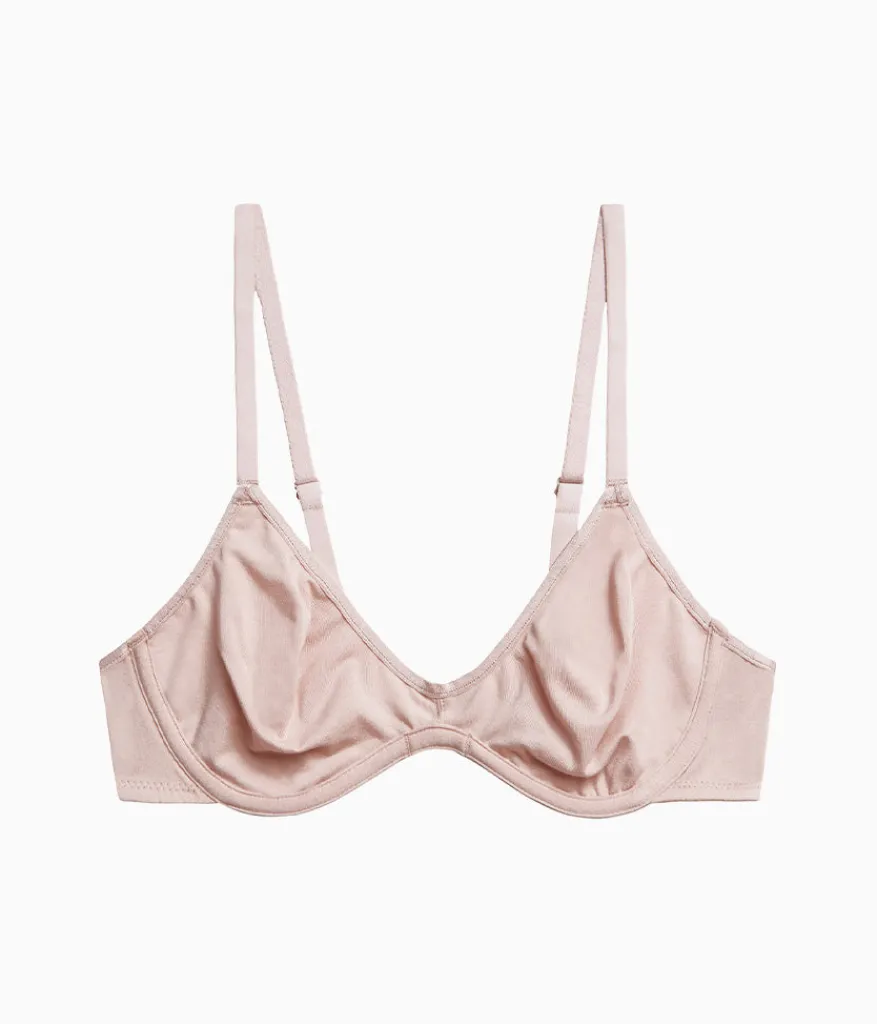 Wacoal Unlined * Cotton To A Tee Scoop Underwire Bra Rose Smoke