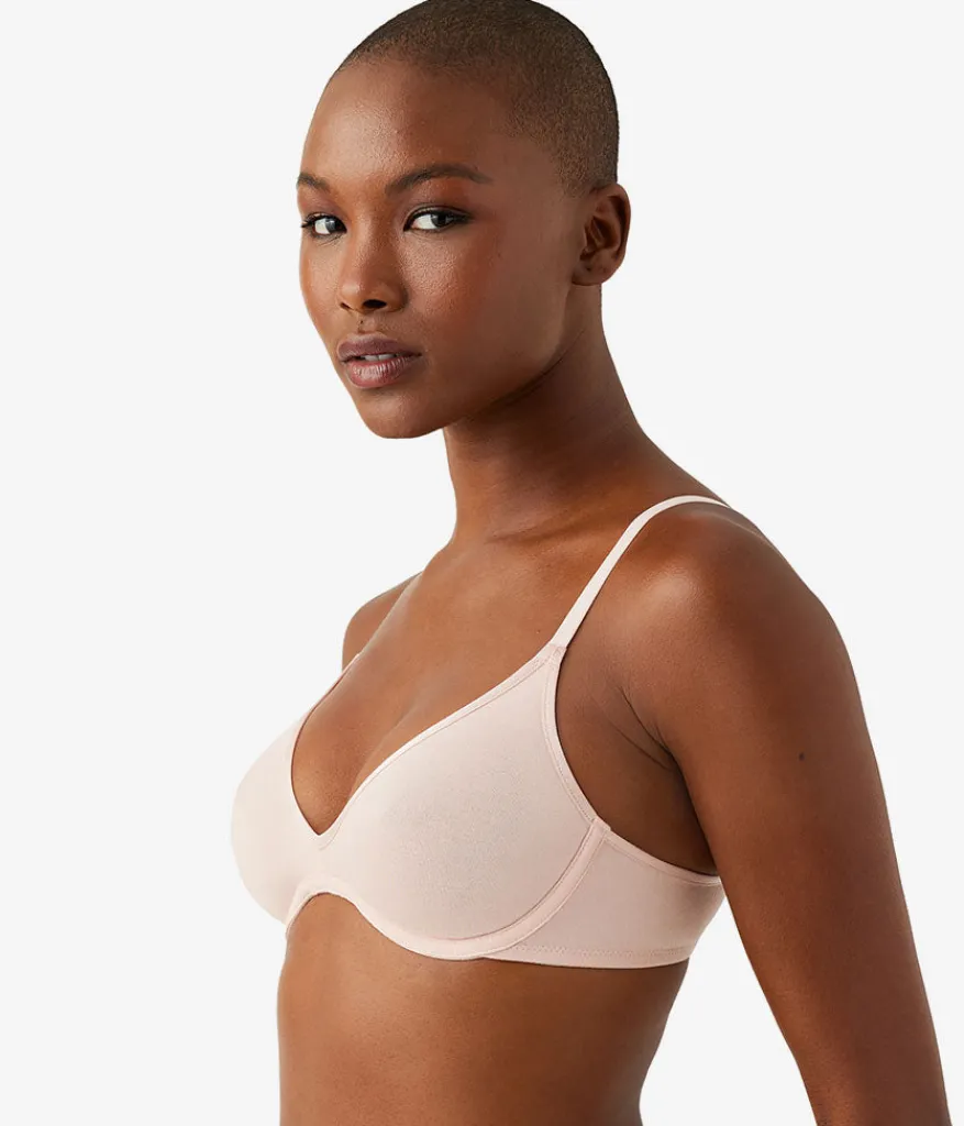 Wacoal Unlined * Cotton To A Tee Scoop Underwire Bra Rose Smoke