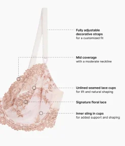 Wacoal Unlined|Lace * Embrace Lace® Underwire Bra Angel Wing/Rose Dust
