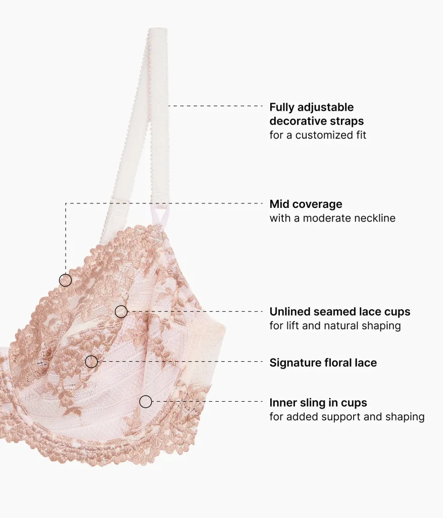 Wacoal Unlined|Lace * Embrace Lace® Underwire Bra Angel Wing/Rose Dust
