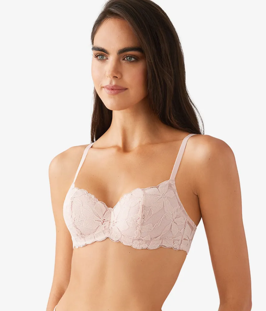 Wacoal Lace|Underwire * Feeling Famous Balconette Contour Bra Rose Smoke/White