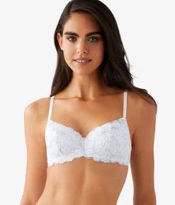 Wacoal Lace|Underwire * Feeling Famous Balconette Contour Bra White/Frozen Fjord