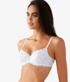 Wacoal Lace|Underwire * Feeling Famous Balconette Contour Bra White/Frozen Fjord