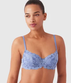 Wacoal Lace|Underwire * Feeling Famous Balconette Contour Bra Country Blue/Bright White