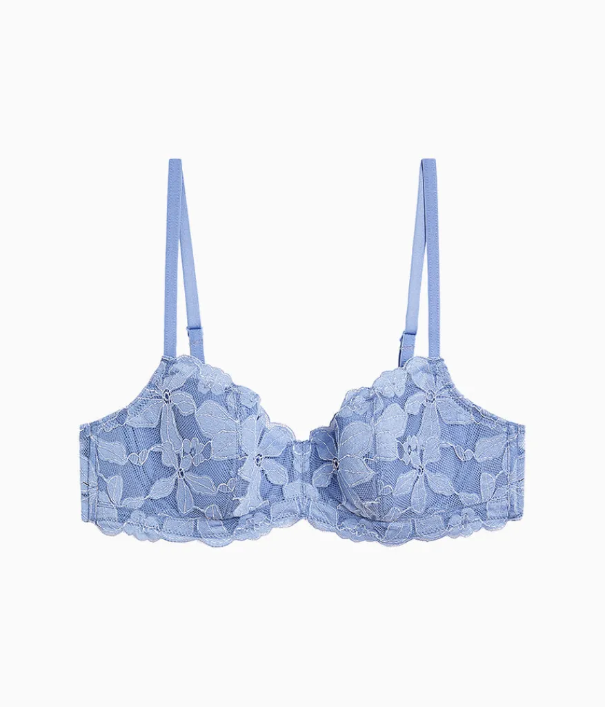 Wacoal Lace|Underwire * Feeling Famous Balconette Contour Bra Country Blue/Bright White