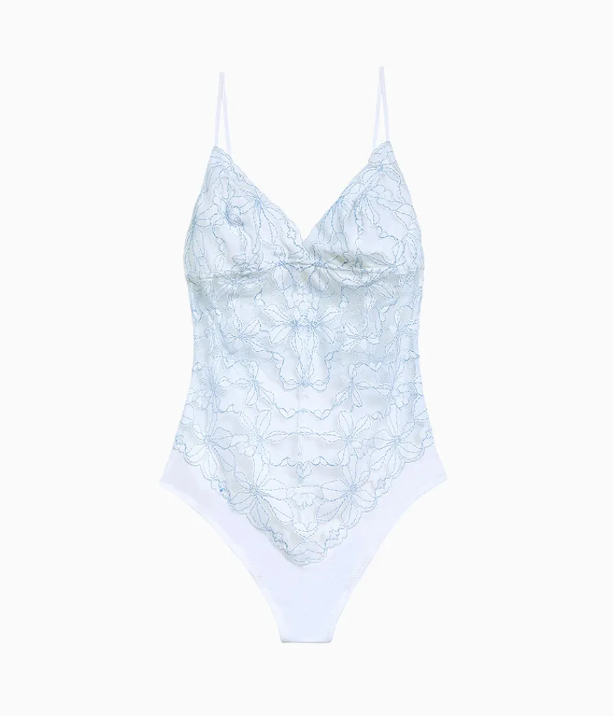 Wacoal Unlined|Chemises & Bodysuits * Feeing Faou Bodyuit White/Frozen Fjord