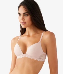 Wacoal Push Up|Wireless * Feeling Famous Wire Free Push Up Bra Rose Smoke/White