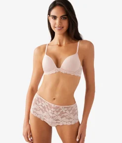 Wacoal Push Up|Wireless * Feeling Famous Wire Free Push Up Bra Rose Smoke/White