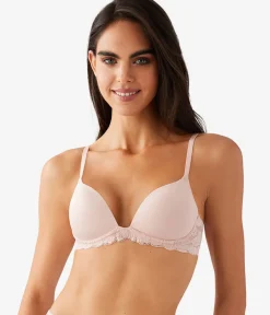 Wacoal Push Up|Wireless * Feeling Famous Wire Free Push Up Bra Rose Smoke/White