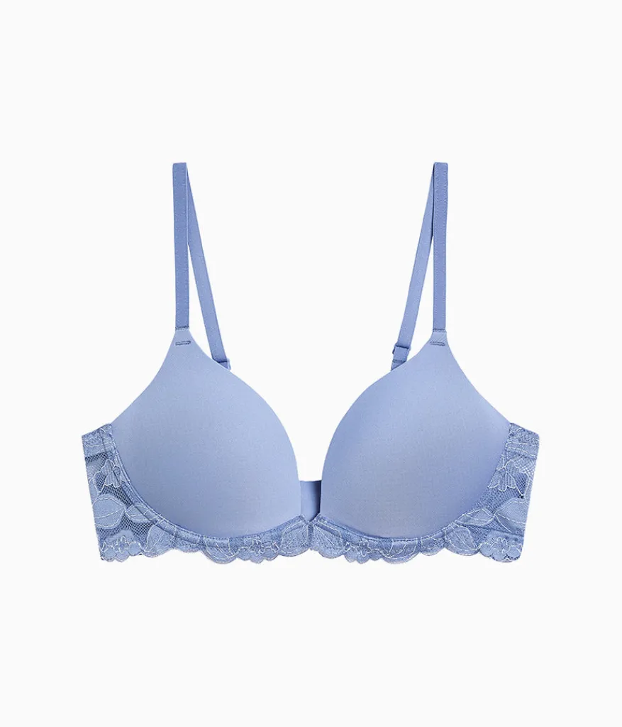 Wacoal Lace|T-Shirt * Feeling Famous Wire Free Push Up Bra Country Blue/Bright White
