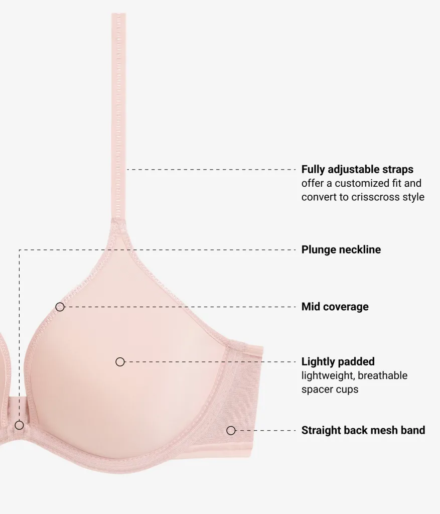 Wacoal Seamless|Underwire * Full Transparency Plunge T-shirt Bra Rose Smoke
