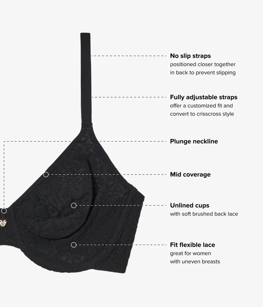 Wacoal Unlined|Bras * High Bar™ Plunge Underwire Bra Black