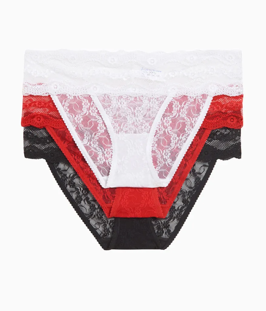 Wacoal Bikini * ace Ki Bikini Panty Pack White/Crimson Red/Night