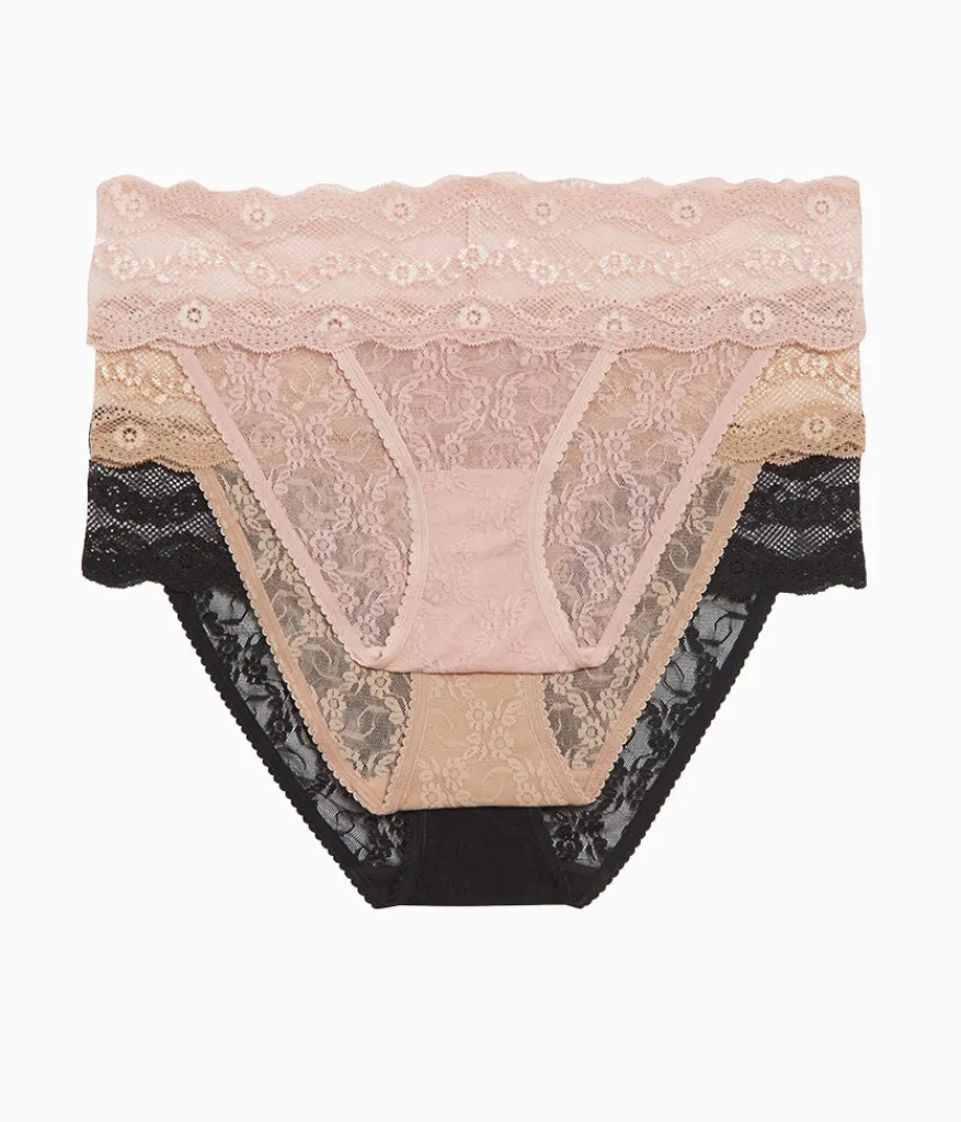 Wacoal Bikini * ace Ki Bikini Panty Pack Rose Smoke/Au Natural/Night