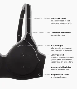 Wacoal Seamless|Underwire * Lindsey Sport Contour Underwire Bra Black/Lilac Gray