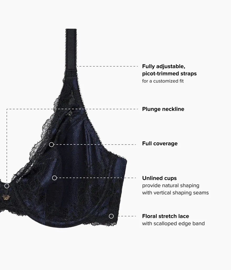 Wacoal Unlined|Lace * Modern Affair Plunge Underwire Bra Night Sky/Black