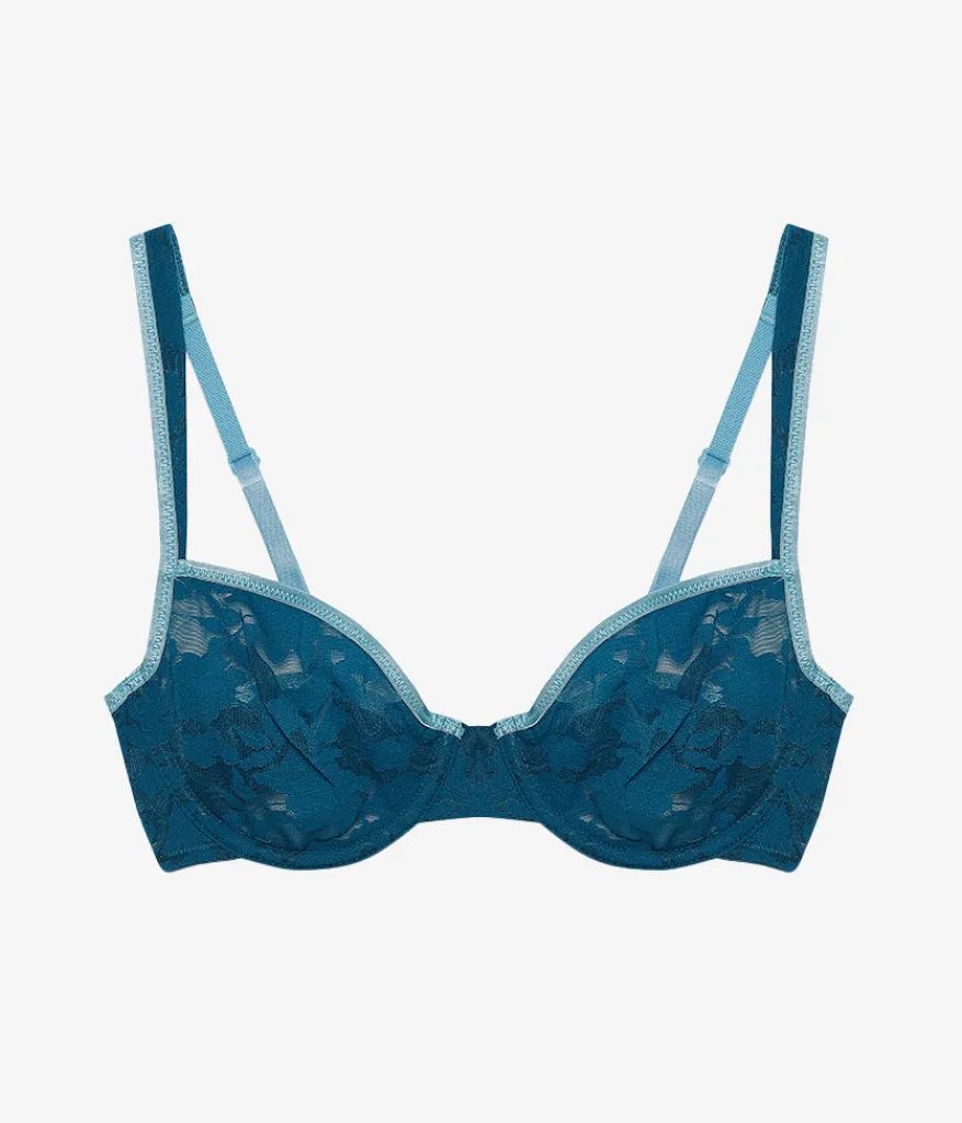 Wacoal Unlined|Lace * Shadow Scene Underwire Bra Blue Coral