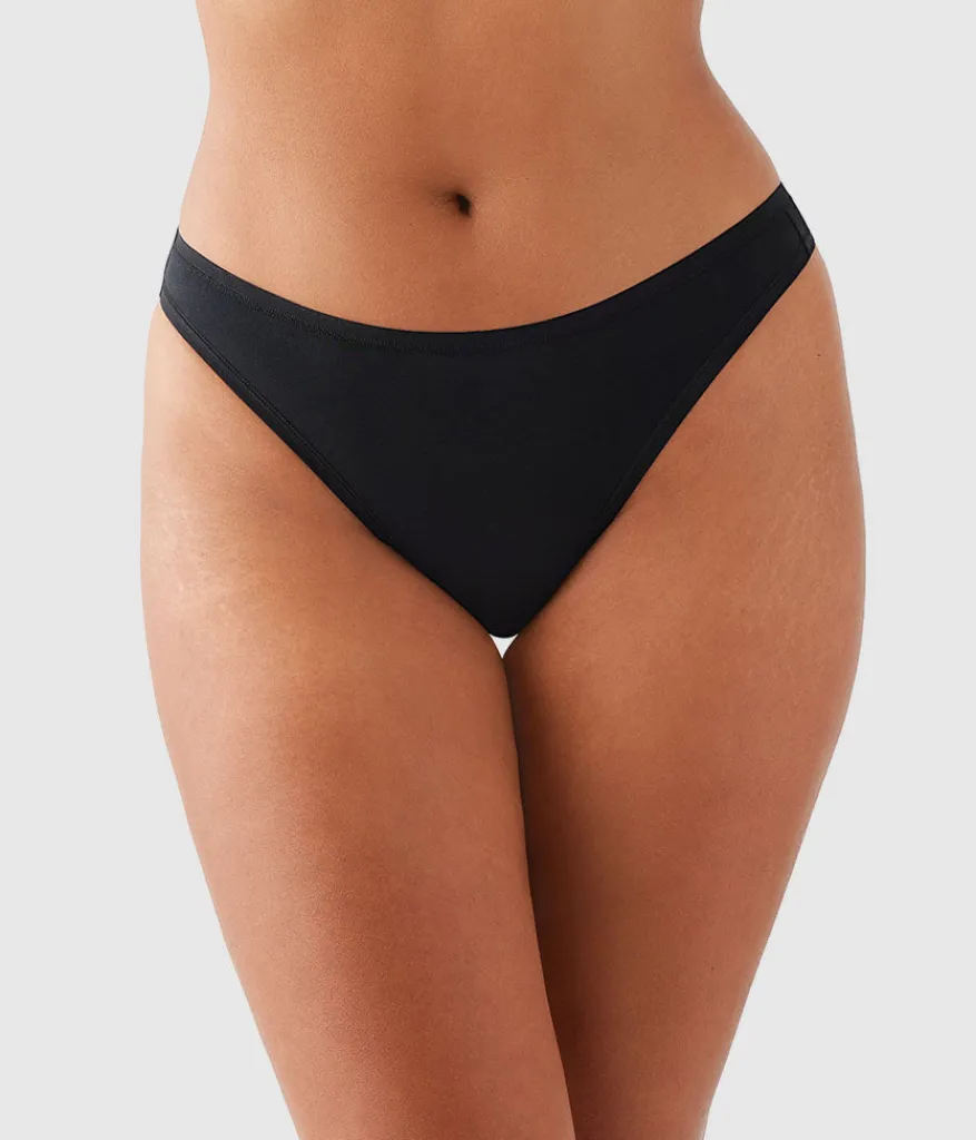 Wacoal Thong * Undertated Cotton Thong Black