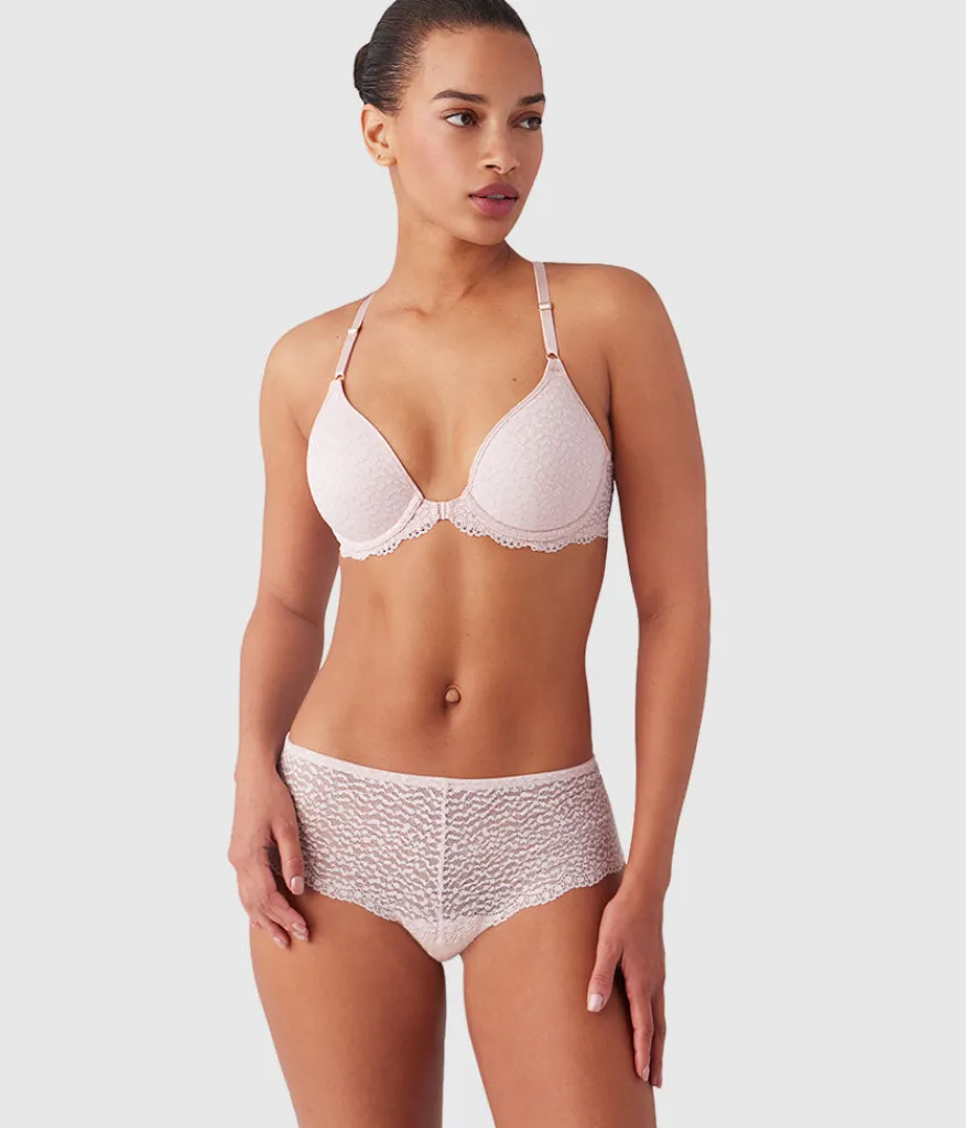 Wacoal Racerback/Convertible|Lace * Untamed Front Close T-Shirt Bra Rose Smoke