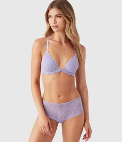 Wacoal Underwire|Lace * Untamed Front Close T-Shirt Bra Lavender Gray