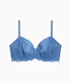 Wacoal Unlined|Lace * Vivid Attraction Underwire Bra Blue Horizon