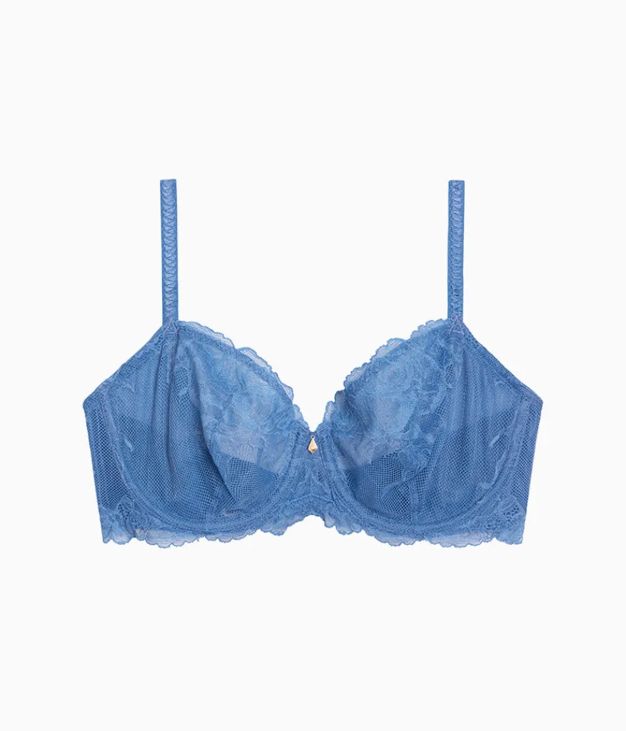 Wacoal Unlined|Lace * Vivid Attraction Underwire Bra Blue Horizon