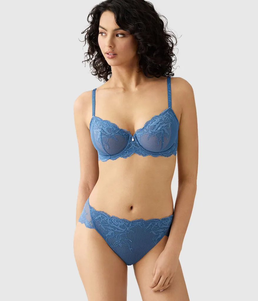 Wacoal Unlined|Lace * Vivid Attraction Underwire Bra Blue Horizon