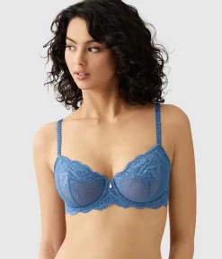 Wacoal Unlined|Lace * Vivid Attraction Underwire Bra Blue Horizon